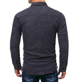 Men's Fashion Ripped Hem Tassel Long Sleeve Denim Shirt 12747838M
