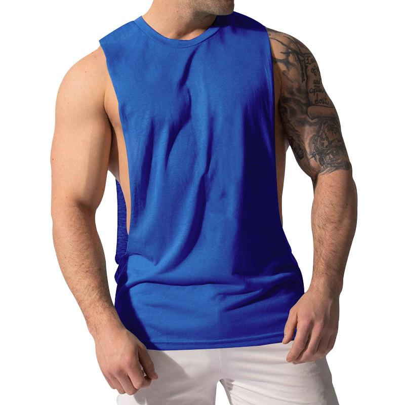 Men's Loose Solid Large Side Slit Sports Fitness Tank Top 23142265Z