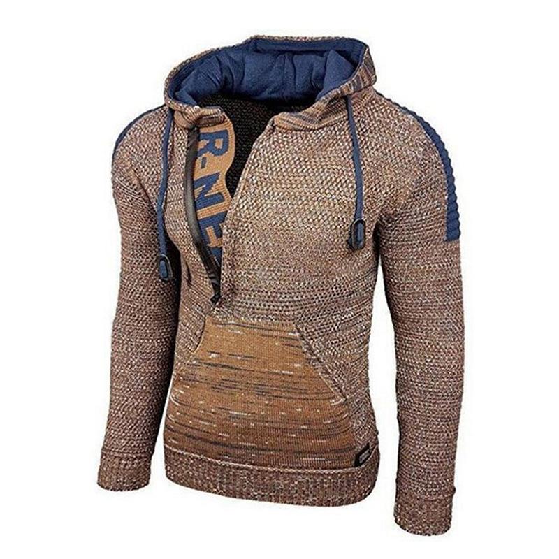 Felpa con cappuccio casual da uomo a maniche lunghe, in maglia, 17002971M