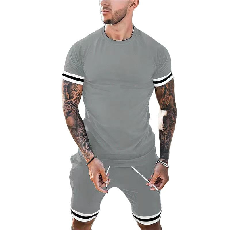 Men's Sports Casual Short Sleeve Shorts Set 46838955M