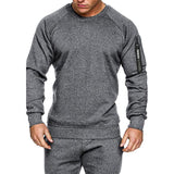 Men's Casual Round Neck Long Sleeve Zipper Sweatshirt 01354653M