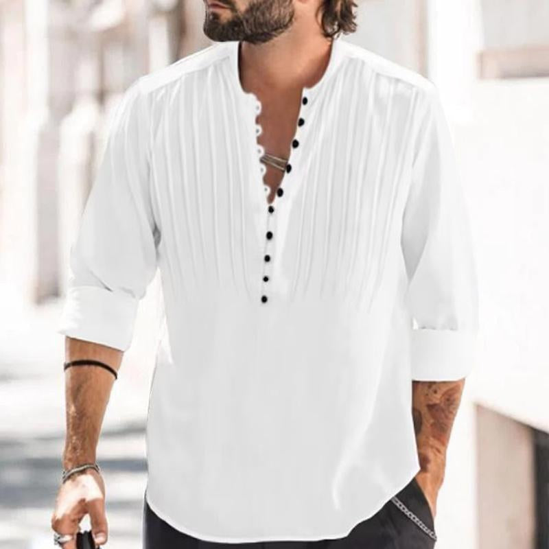 Men's Casual Solid Color Button Long Sleeve Shirt 84349878Y