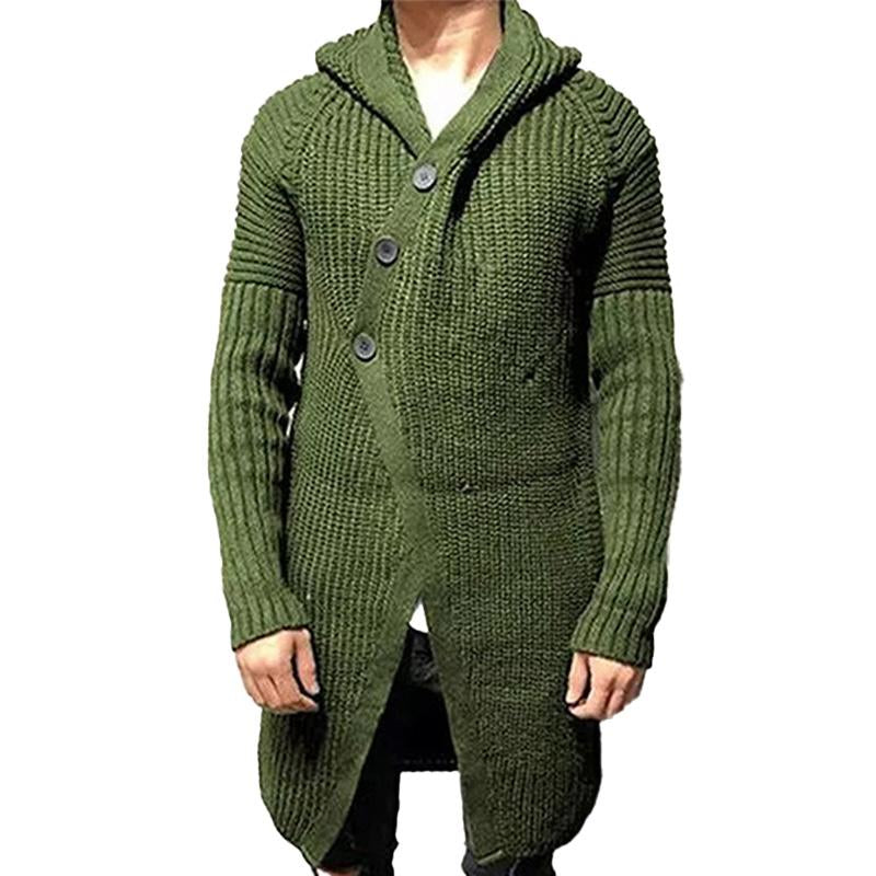 Men's Casual Mid-Length Hooded Knitted Cardigan 87960312M