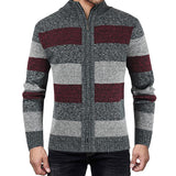 Men's Colorblock Stand Collar Cardigan Knit Jacket 13151620X