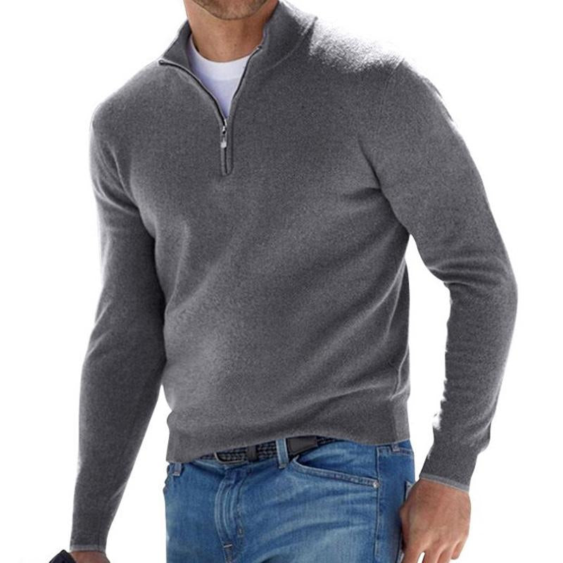 Maglione pullover con cerniera tinta unita da uomo 80501121X