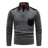 Men's Half Turtleneck Thickened Slim Fit Zip Pullover Knitwear 37961297M