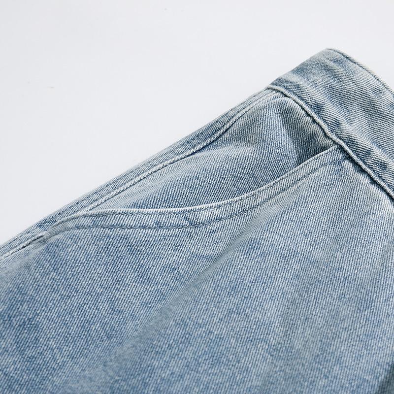 Men's Loose Multi-Pocket Cargo Style Washed Denim Shorts 89085162Z