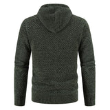 Men's Casual Hooded Thick Fleece Warm Zipper Knitted Cardigan 39292531M