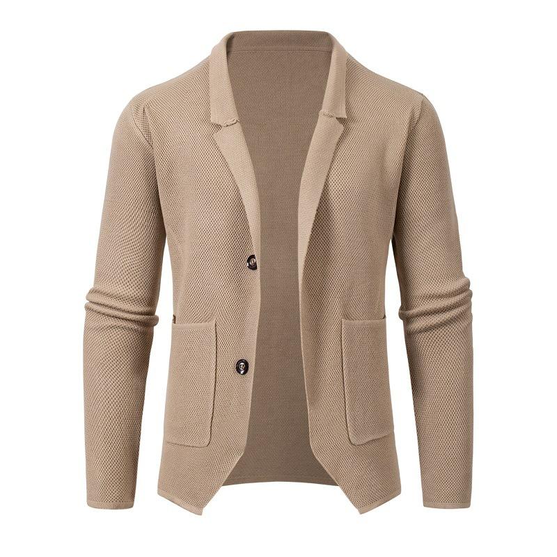 Men's Suit Collar Casual Long Sleeve Knit Cardigan 56117326M