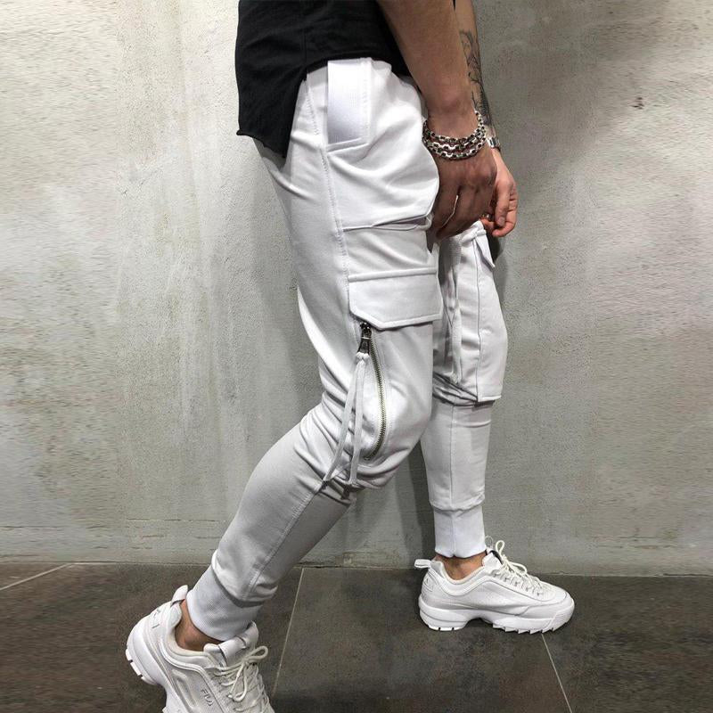 Men's Casual Solid Color Multi-Pocket Sweatpants 98610288Y