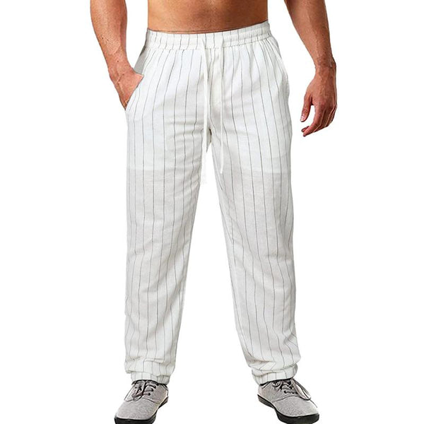 Men's Casual Striped Drawstring Trousers 65701937Y