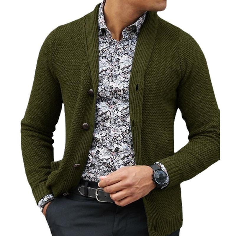 Men's Solid Color Single Breasted Knit Jacket 84274861X