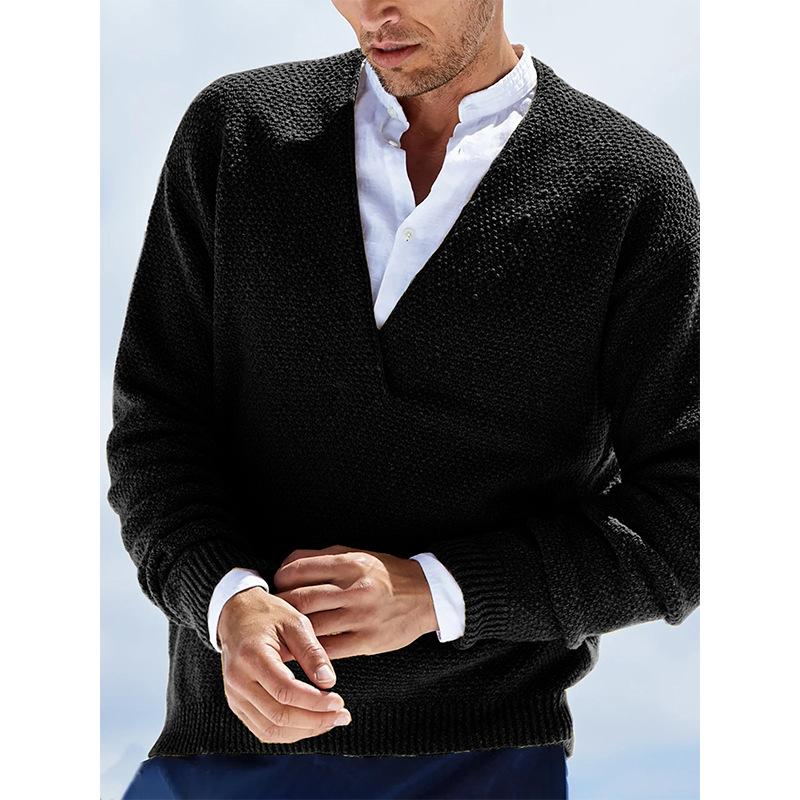 Men's Slim Fit Long Sleeve V-Neck Knit Pullover Sweater 57994922M