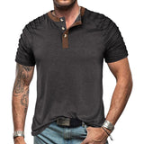 Men's Casual Colorblock Henley Short Sleeve T-Shirt 76595228Y