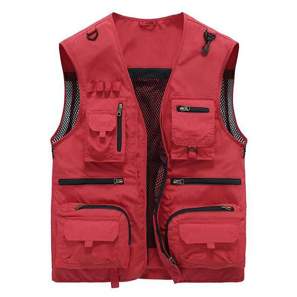 Mens Multi-Pocket Outdoor Quick-Drying Vest 96825875M Red / S Vests