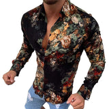 Men's Casual Printed Slim Long Sleeved Shirt 00289008M