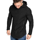 Men's Solid Color Zipper Long Sleeve T-Shirt 94947717Y