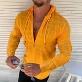 Men's Casual Hooded Zipper Slim Fit Embossed Shirt 27815533M