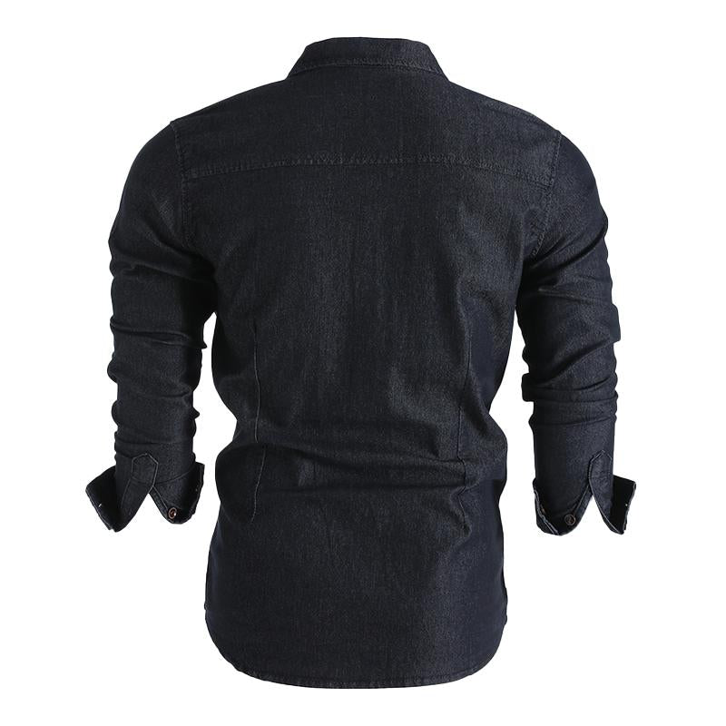 Men's Denim Solid Color Men's Long Sleeve Shirt 61398277X