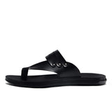 Mens Sand Flip-Flops Leather Slippers 95091232 Black / 6 Shoes