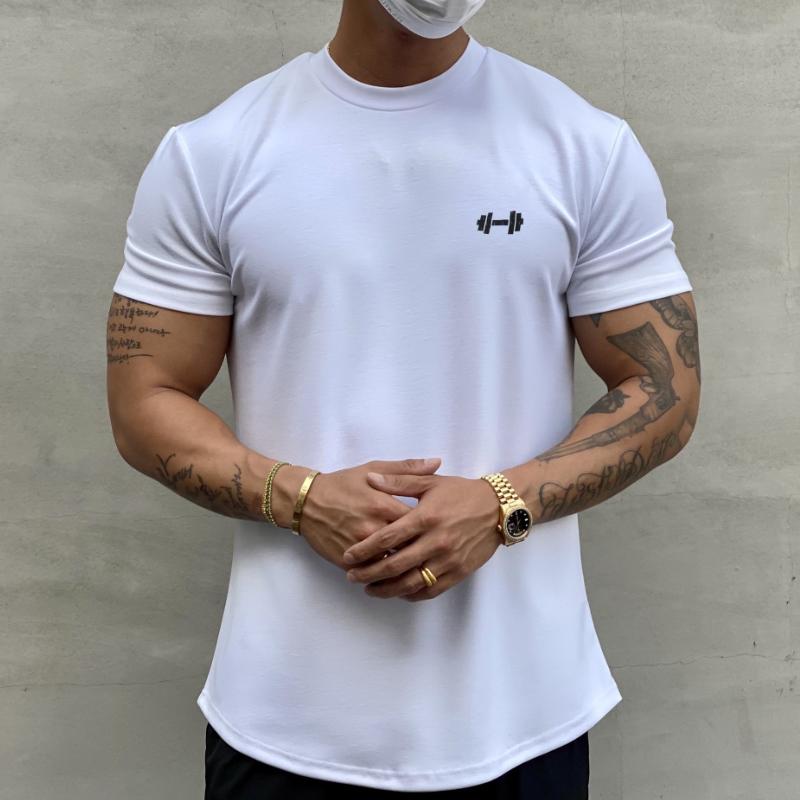 Men's Round Neck Solid Color Sports T-Shirt 21334021X