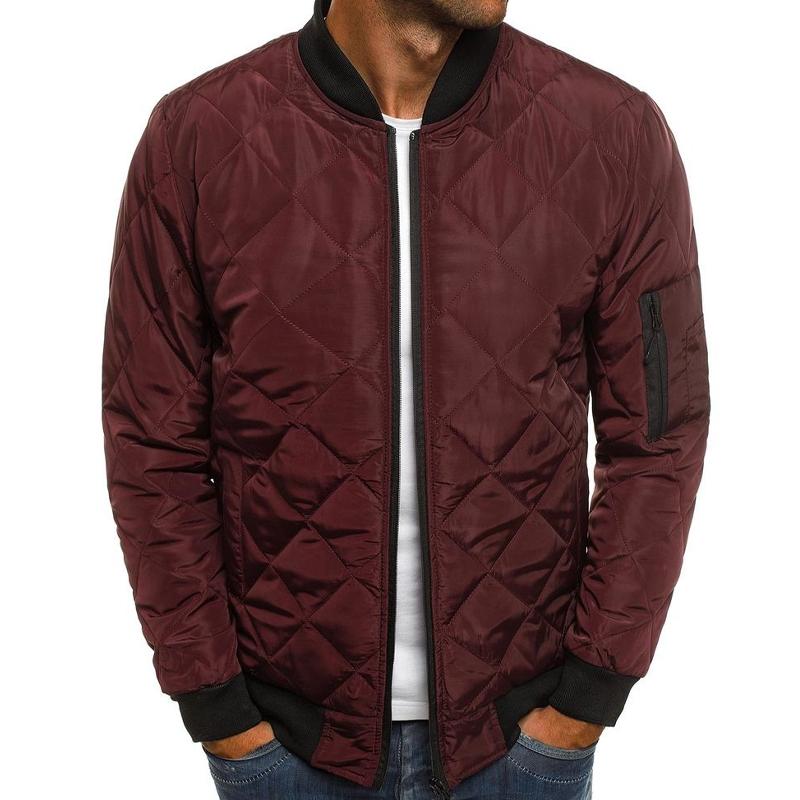 Men's Padded Stand Collar Solid Color Thermal Padded Jacket 17181514X