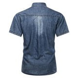 Men's Vintage Short -Sleeved Denim Shirt 68748490Y