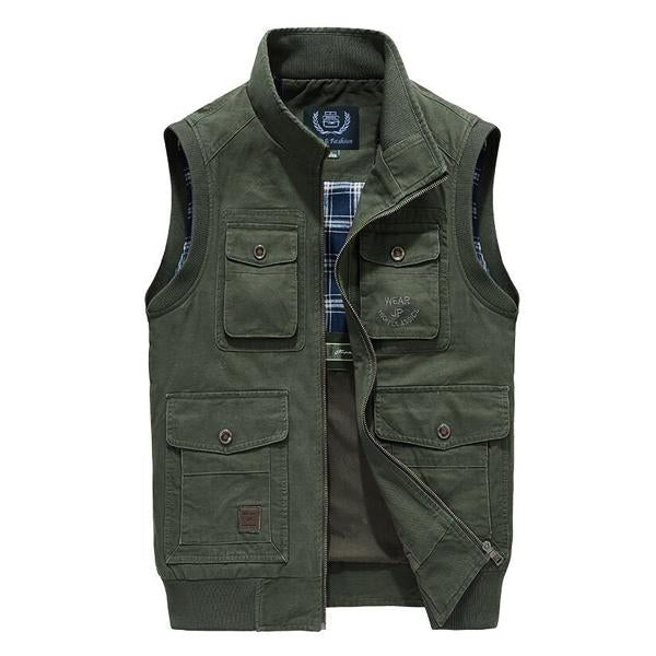 Mens Multi Pocket Stand Collar Vest 08652782X Army Green / M Vests