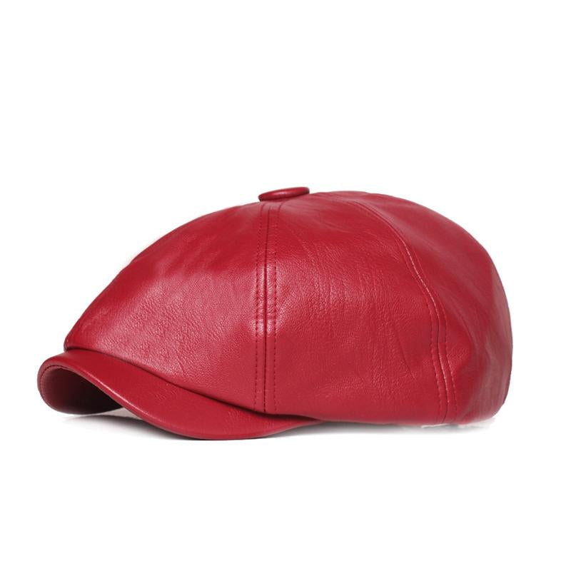 Men's Retro Solid Color PU Beret 81139955X