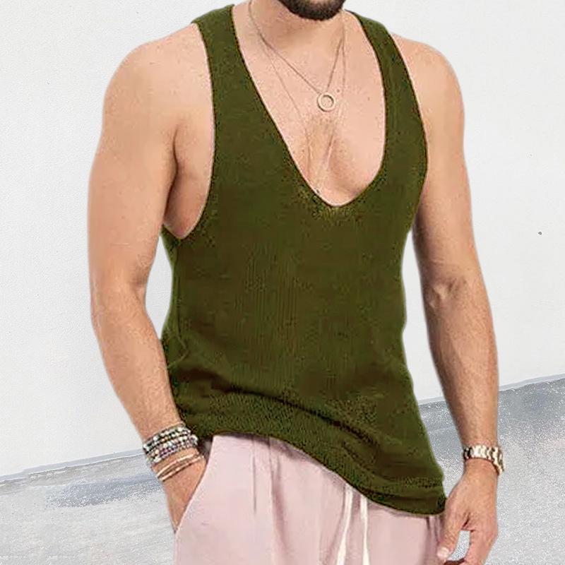Men's loose V-neck knitted Tank Top 28098567X
