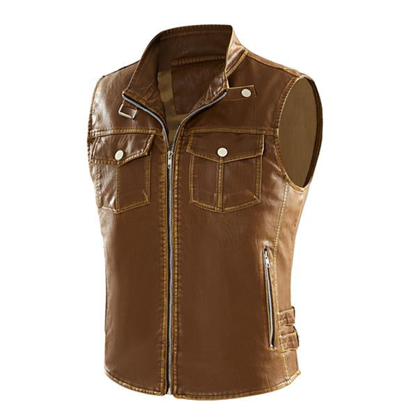 Chaleco vintage con solapa y cremallera para hombre 26191888X
