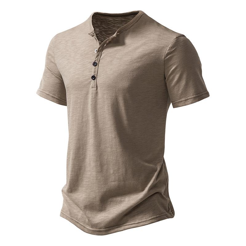 Men's Slub Cotton Henley T-Shirt 40920170X