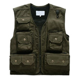Mens Outdoor Fishing Zip-Up Vest 03991621X Army Green / M Vests