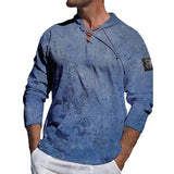 Men's Casual Tropical Pocket Hooded Long Sleeve T-Shirt 90950523X