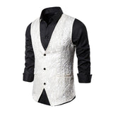 Men's Vintage Jacquard V-Neck Single Breasted Vest 82816436M