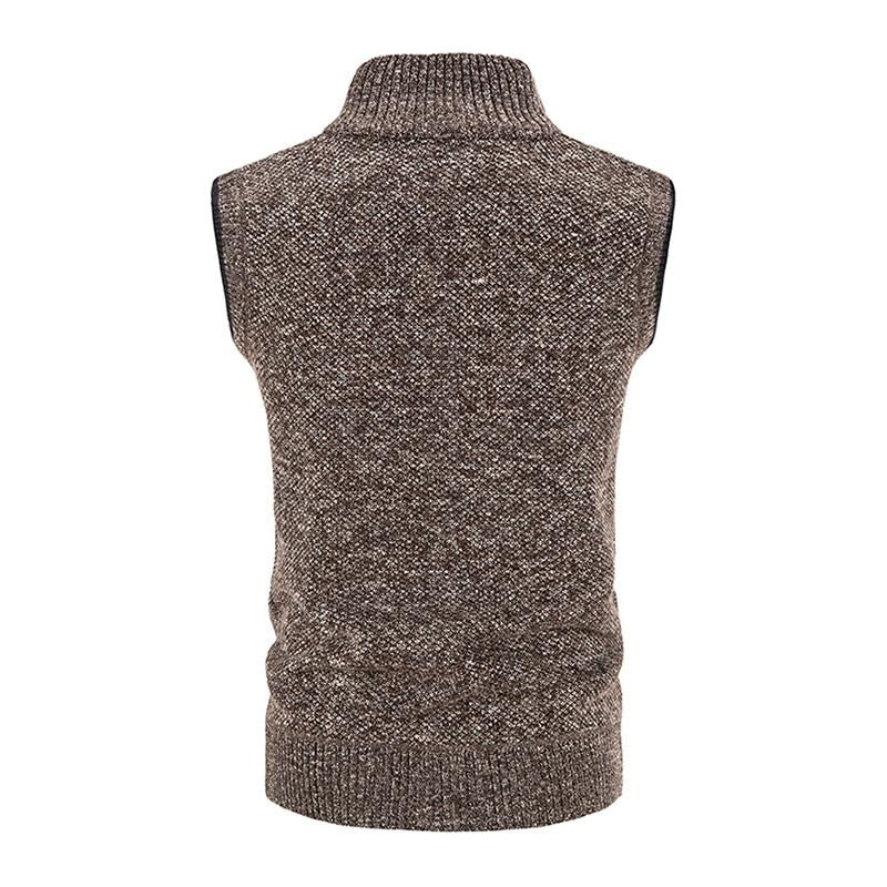 Men's Casual Stand Collar Zipper Knitted Vest 07947834M