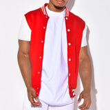 Men's Casual Color Block Short Sleeve Baseball Jacket 30632503Y