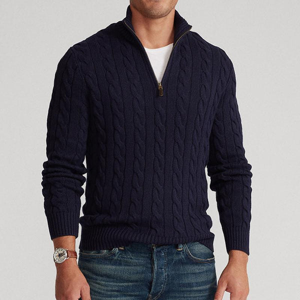 Men's Casual Solid Color Zip Knit Sweater 23009218Y