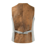 Men's Vintage Single Breasted Leather Suit Vest 31615058Y