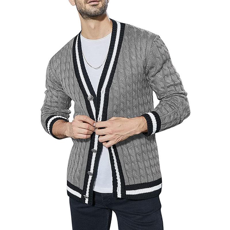 Men's Colorblock Knit Long Sleeve Cardigan 40066315X