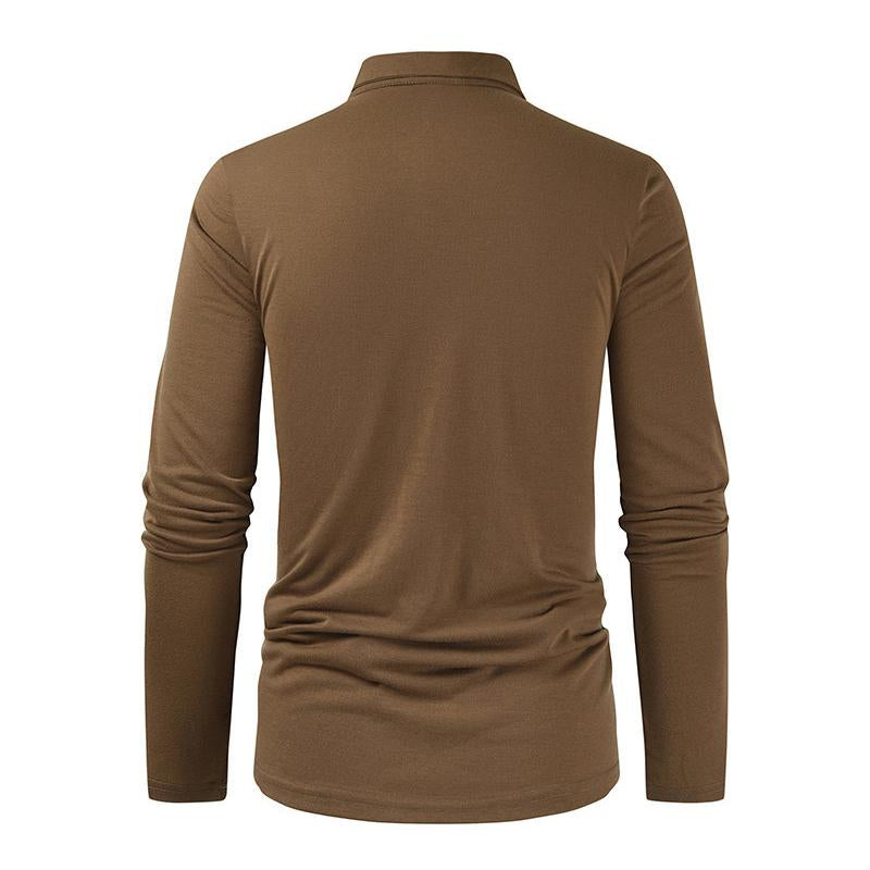 Men's Casual Solid Color Patchwork Loose Lapel Polo Shirt 73098346M