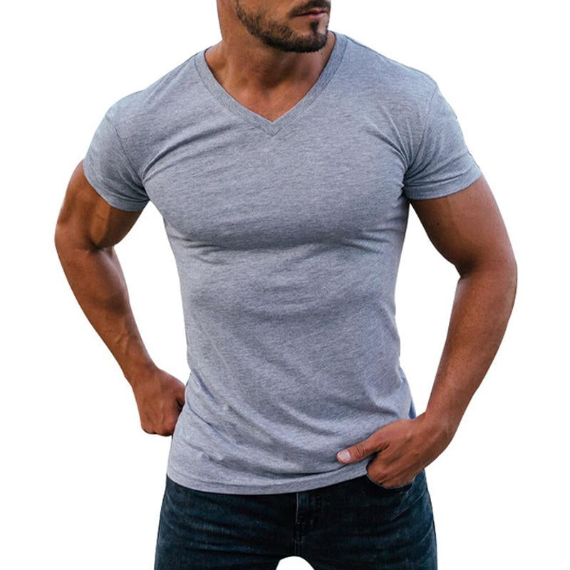 Men's Casual Tough Guy V-Neck Short Sleeve T-Shirt 46187177Y