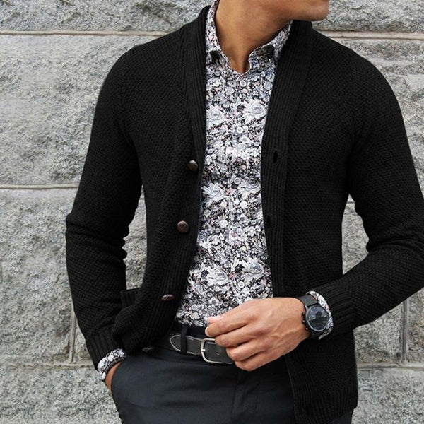 Men's Solid Color Single Breasted Knit Jacket 84274861X