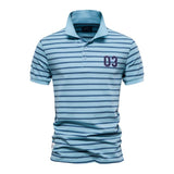 Men's Casual Striped Short Sleeve Polo Shirt 86353844M