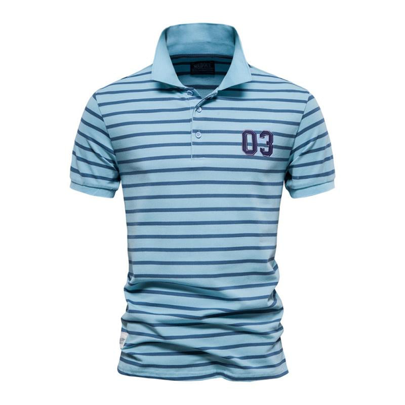 Men's Casual Striped Short Sleeve Polo Shirt 86353844M