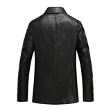 Men's Vintage Cotton Thick Lapel Leather Blazer 79446357M