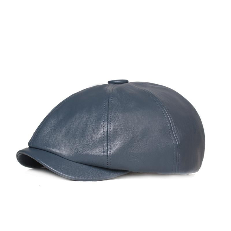 Men's Retro Solid Color PU Beret 81139955X