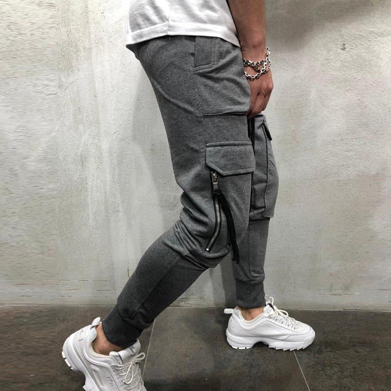 Men's Casual Solid Color Multi-Pocket Sweatpants 98610288Y