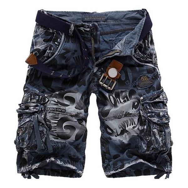 Mens Cargo Camo Shorts (Without Belt) 85635492X Navy / 28 Shorts