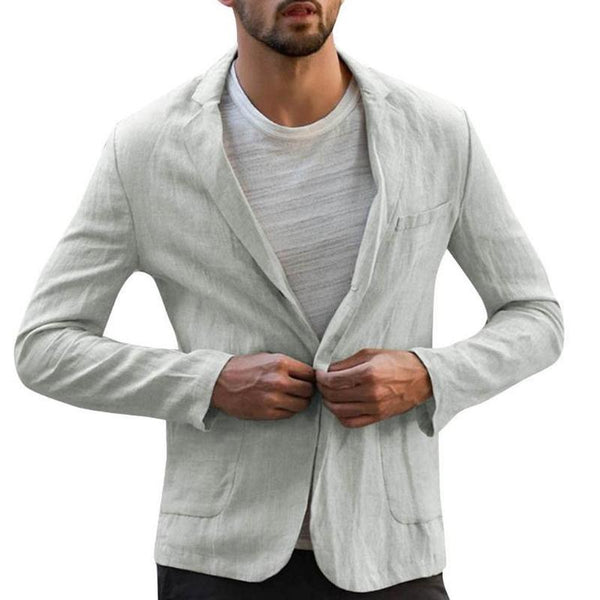 Men's Cotton Linen Loose Solid Color Blazer 30603532X